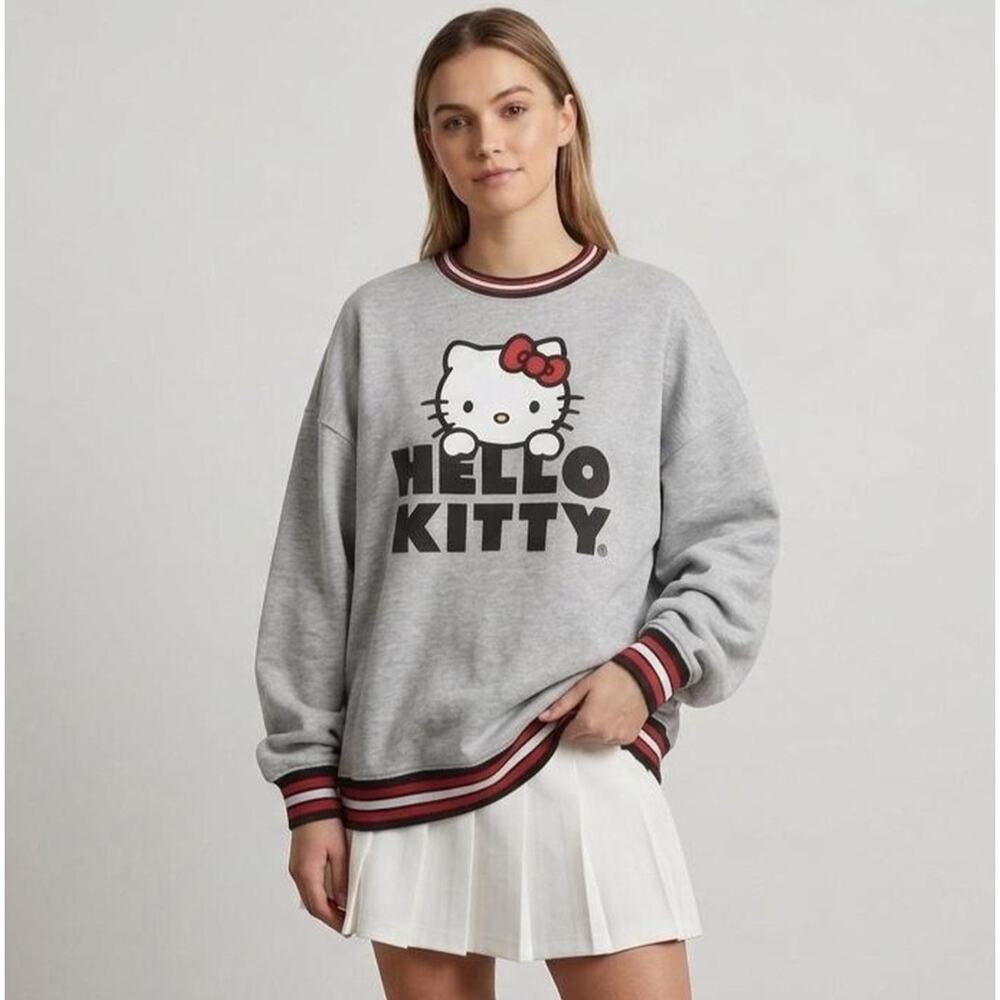 Hello Kitty Grey Crewneck Long Sleeve Sweater - Women's M - Picture 2 of 3